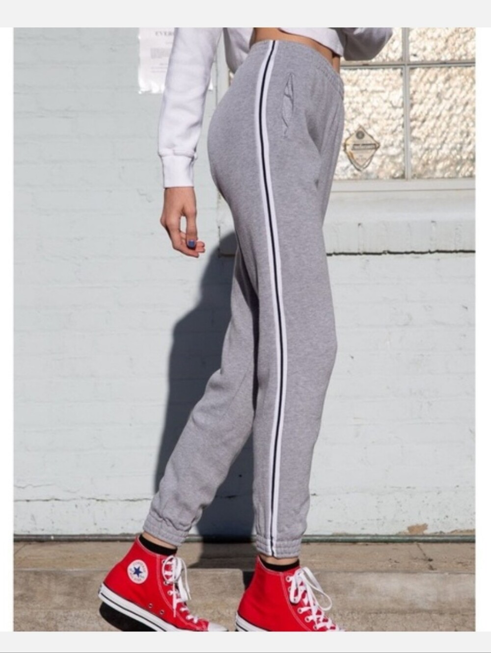 Brandy Melville Stripe Rosa Sweatpants Jogger Relaxed Casual Athlesure Size S/M